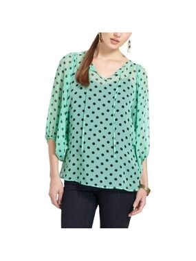 ANTHROPOLOGIE Hi There From Karen Walker Polka Dot Sheer Batwing Blouse Sz 2